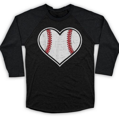 Baseball Heart Love Sport Valentines Day Men Women Boys Kids Baseball Raglan Shirt - Sportilla