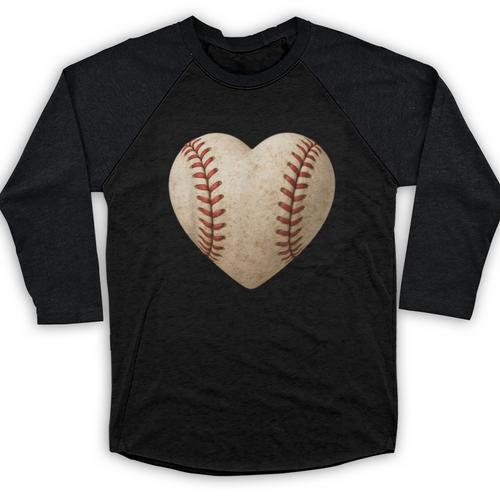 Baseball Heart Shape Valentines Day Love Boys Kids Men Baseball Raglan Shirt - Sportilla