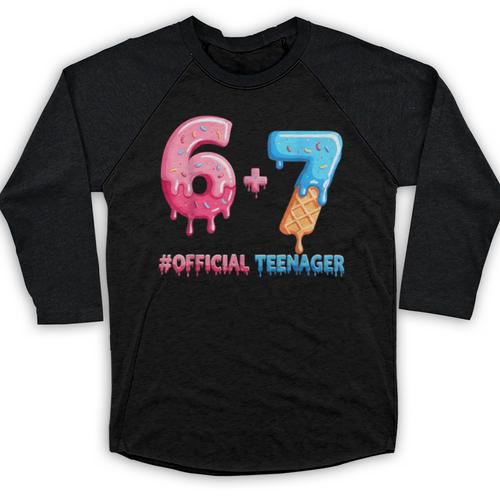 Baseball Ice Cream Drip 67 Official Teenager 13th Birthday Baseball Raglan Shirt - Sportilla