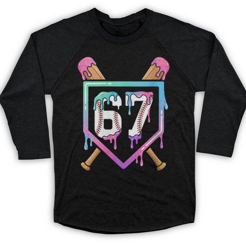 Baseball Ice Cream Drip 67 Player Dabbing Six Seven Boys Baseball Raglan Shirt - Sportilla