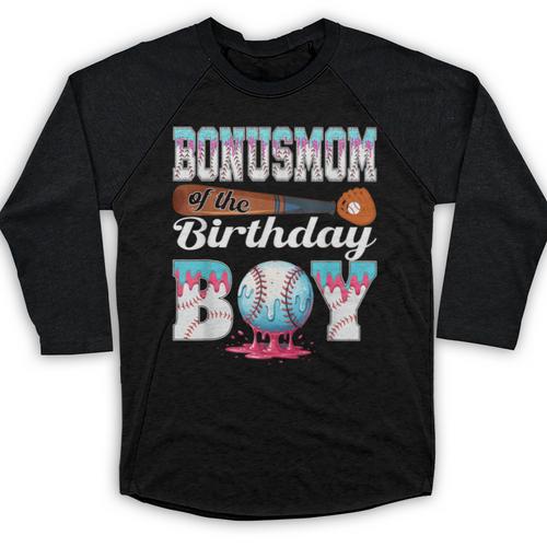Baseball Ice Cream Drip Bonus Mom Of The Birthday Boy Baseball Raglan Shirt - Sportilla