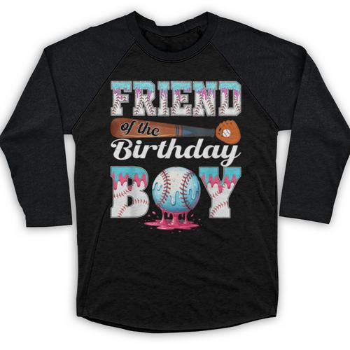 Baseball Ice Cream Drip Friend Of The Birthday Boy Baseball Raglan Shirt - Sportilla