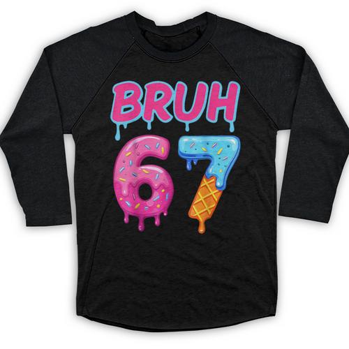 Baseball Ice Cream Drip Number 67 Player Or 67th Birthday Baseball Raglan Shirt - Sportilla