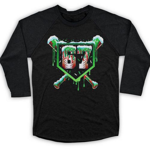 Baseball Ice Cream Drip Number 67 Six Seven Meme Christmas Baseball Raglan Shirt - Sportilla