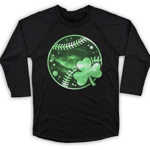 Baseball Irish Shamrock Lucky Clover St Patricks Day Boys Baseball Raglan Shirt - Sportilla