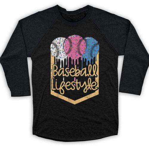 Baseball Lifestyle Ball Sprinkles Drip Boys Kids Men Teen Baseball Raglan Shirt - Sportilla