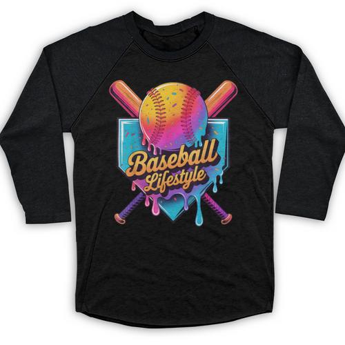 Baseball Lifestyle Drip Icecream Baseball Raglan Shirt - Sportilla