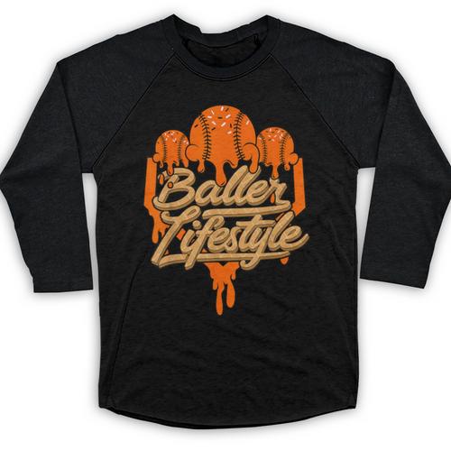 Baseball Lifestyle Home Plate Orange Ice Cream Drip Men Boys Baseball Raglan Shirt - Sportilla