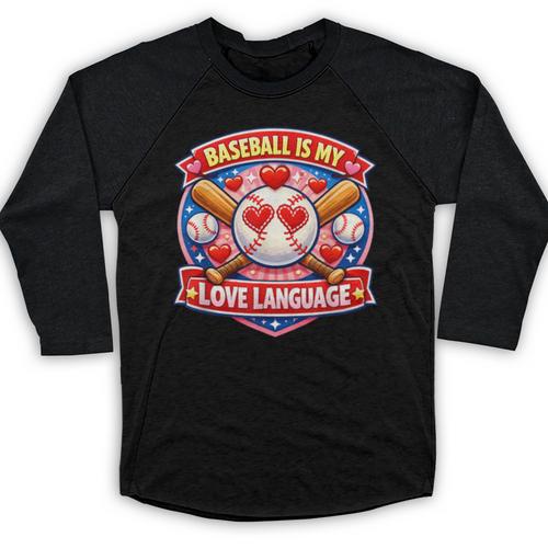 Baseball Is My Love Language Valentine Baseball Raglan Shirt - Sportilla
