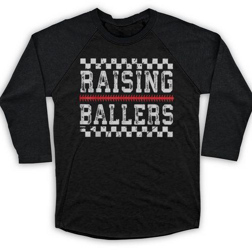 Baseball Player Raising Ballers Game Day Respect The Drip Baseball Raglan Shirt - Sportilla