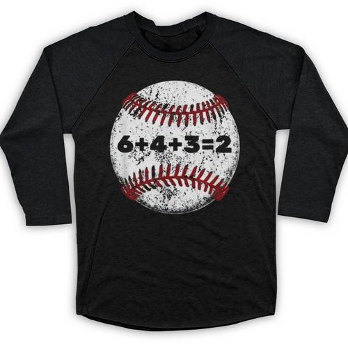 Baseball Red Stitches Sport Graphic 6432 Baseball Raglan Shirt - Sportilla