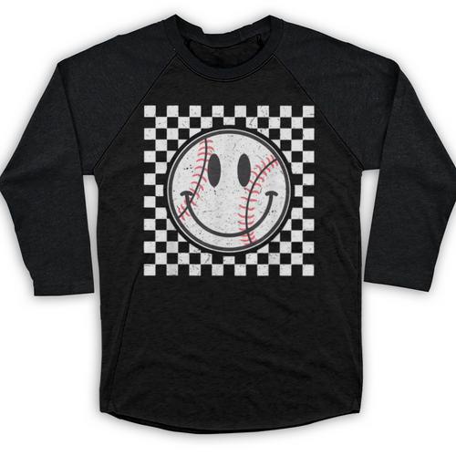 Baseball Season Happy Game Day Trendy Sports Vintage Baseball Raglan Shirt - Sportilla