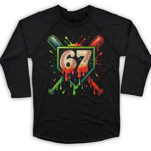 Baseball Six Seven 67 Meme Ice Cream Drip Xmas Men Women Baseball Raglan Shirt - Sportilla