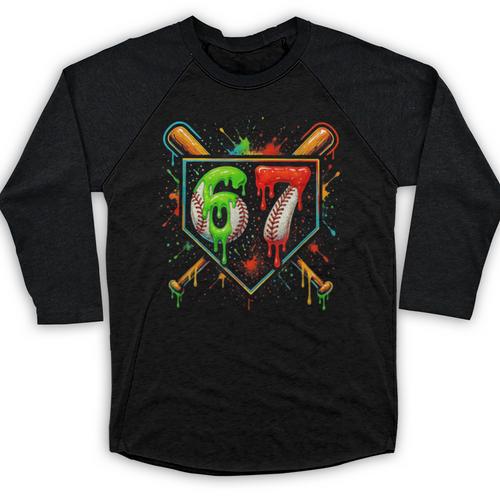 Baseball Six Seven 67 Meme Ice Cream Drip Xmas Women Men Baseball Raglan Shirt - Sportilla
