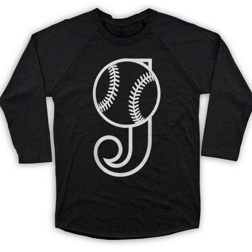 Baseball Sport Player Monogram Cool Initial Letter J Baseball Raglan Shirt - Sportilla