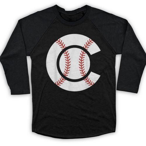 Baseball Sport Player Graphic Monogram Initial Letter C Baseball Raglan Shirt - Sportilla