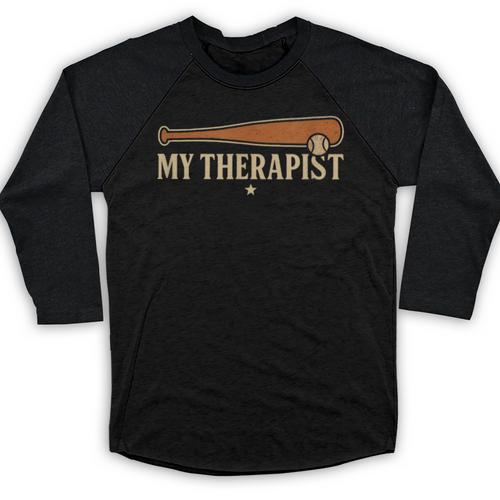 Baseball Tee My Therapist Bat Men Women Kids Baseball Raglan Shirt - Sportilla