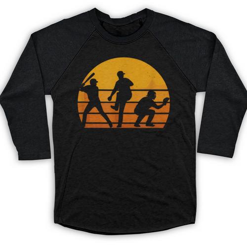 Baseball Tee Sunset Silhouette Players Men Women Kids Baseball Raglan Shirt - Sportilla