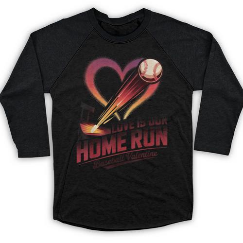 Baseball Valentine Love Is Our Home Run Apparel Baseball Raglan Shirt - Sportilla
