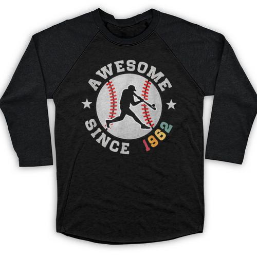 Birthday Baseball Lover 64 Years Old Awesome Since 1962 Baseball Raglan Shirt - Sportilla