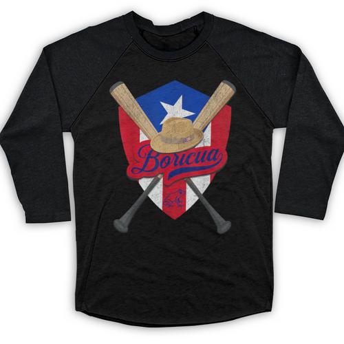 Boricua Puerto Rico Baseball Coqui Frog Pava Hat Fan Baseball Raglan Shirt - Sportilla