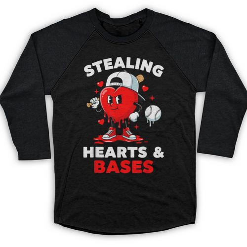Boys Valentines Baseball Drip Icecream Stealing Hearts Kids Baseball Raglan Shirt - Sportilla