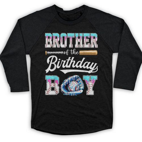 Brother Of The Birthday Boy Baseball Ice Cream Drip Matching Baseball Raglan Shirt - Sportilla