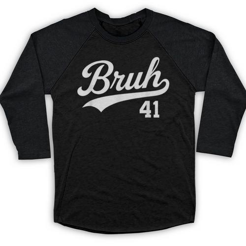 Bruh Baseball Style Number 41 Sports Bro Slang Meme Brother Baseball Raglan Shirt - Sportilla