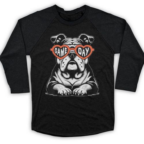 Bulldog Mascot Sports Fan Football Basketball Baseball Baseball Raglan Shirt - Sportilla