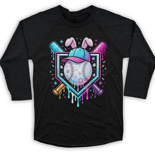 Bunny Baseball Hat With Ice Cream Easter Day Boys Kids Girls Baseball Raglan Shirt - Sportilla