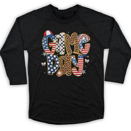 Checkered Leopard Game Day Baseball Men Women Kids Baseball Raglan Shirt - Sportilla