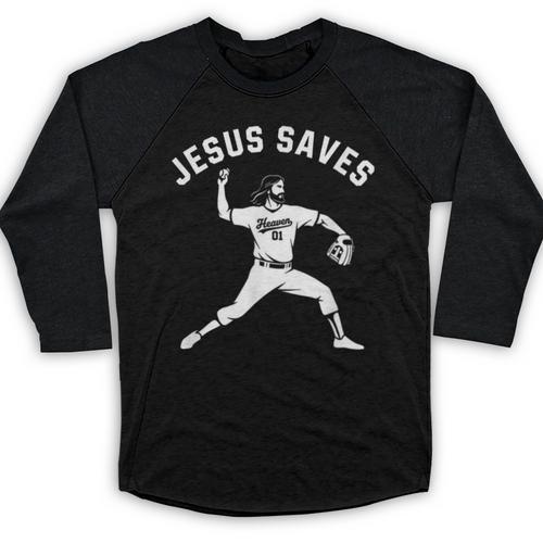 Christian Jesus Saves Baseball Pitcher Heaven 01 Sports Baseball Raglan Shirt - Sportilla