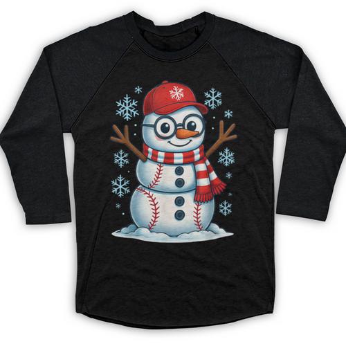 Christmas Baseball Snowman Xmas Pajamas Women Men Boys Baseball Raglan Shirt - Sportilla