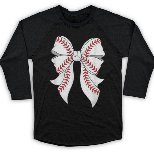 Cute Baseball Coquette Bow For Women Girls Baseball Mama Mom Baseball Raglan Shirt - Sportilla