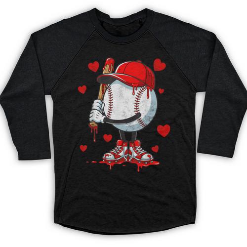 Cute Dripping Baseball Lover Valentines Day Boys Kids Baseball Raglan Shirt - Sportilla