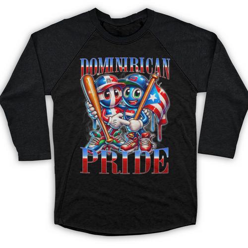 Dominican Puerto Rican Pride Baseball Flag Unity Baseball Raglan Shirt - Sportilla