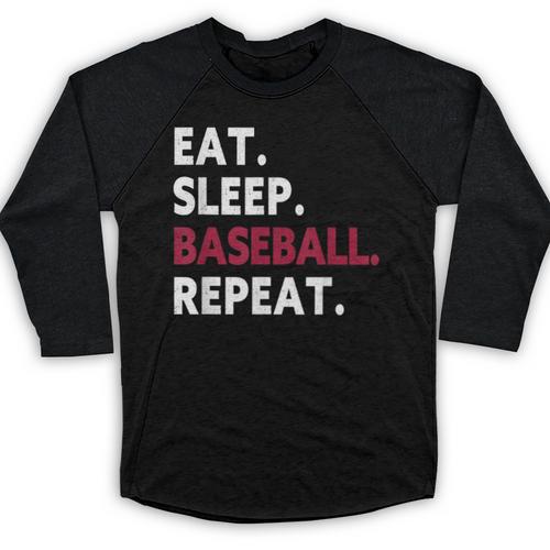 Eat Sleep Baseball Repeat Baseball Player Baseball Raglan Shirt - Sportilla