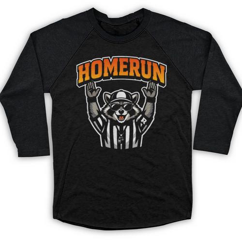 Football Referee Touchdown Baseball Homerun Raccoon Baseball Raglan Shirt - Sportilla