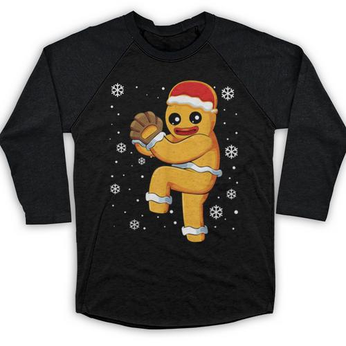 Gingerbread Man Baseball Christmas Baseball Raglan Shirt - Sportilla