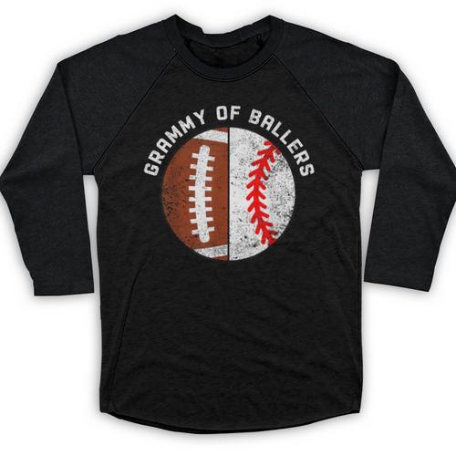 Grammy Of Ballers Football Baseball Grandma Grammy Baseball Raglan Shirt - Sportilla