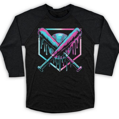 Ice Cream Baseball Drip Home Plate Bats Cool For Boys Youth Baseball Raglan Shirt - Sportilla