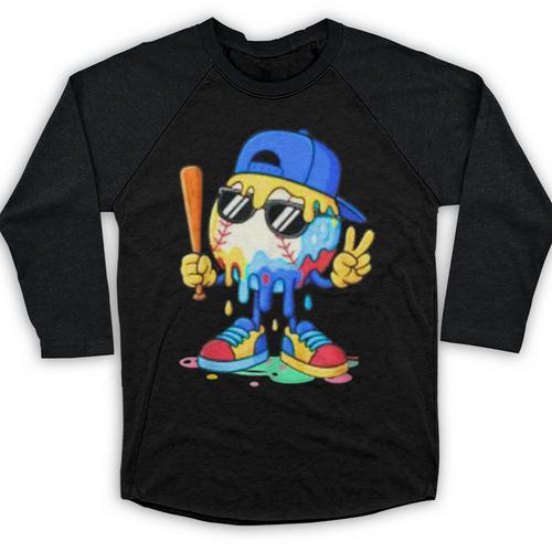 Ice Cream Baseball Drip Spots Sprinkle For Boys Youth Kids Baseball Raglan Shirt - Sportilla