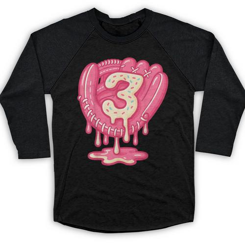 Ice Cream Baseball Glove 3rd Birthday Edition Baseball Raglan Shirt - Sportilla