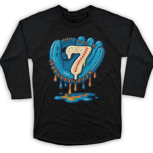 Ice Cream Baseball Glove 7th Birthday Edition Baseball Raglan Shirt - Sportilla