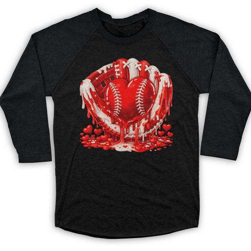 Ice Cream Drip Heart Valentines Day Baseball Boys Youth Kids Baseball Raglan Shirt - Sportilla