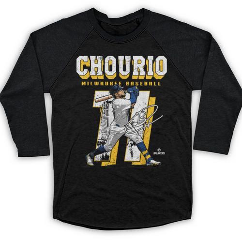 Jackson Chourio Milwaukee MLB Baseball Player MLBJCH201M Baseball Raglan Shirt - Sportilla