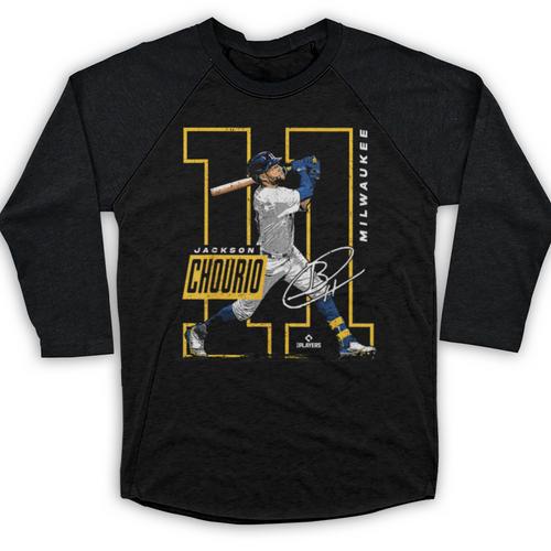 Jackson Chourio Milwaukee MLB Baseball Player MLBJCH202M Baseball Raglan Shirt - Sportilla