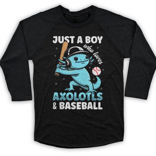 Just A Boy Who Loves Axolotls & Baseball Baseball Raglan Shirt - Sportilla