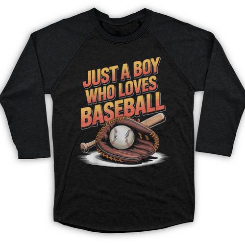 Just A Boy Who Loves Baseball Player Kids Baseball Raglan Shirt - Sportilla