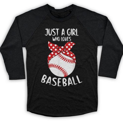 Just A Girl Who Loves Baseball Cute Retro Baseball Lover Baseball Raglan Shirt - Sportilla